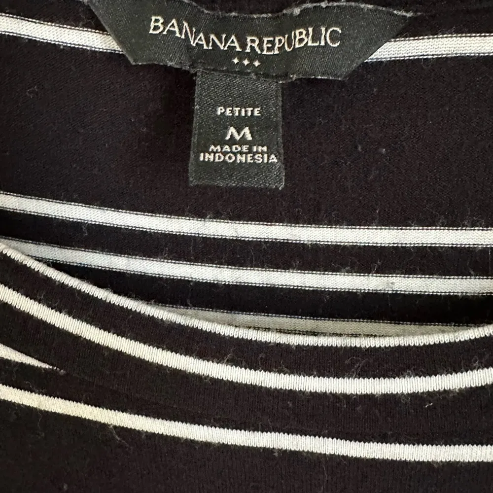Banana Republic Black/White Striped Dress M Petite - Image 2