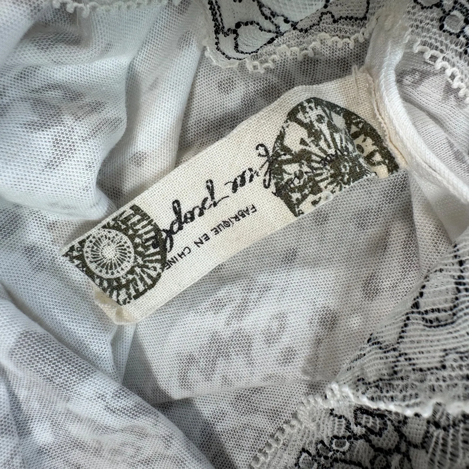 Free People Sleep Top Women's X-Small Gray/White Beaded Lace Crossover Pajama - Image 6