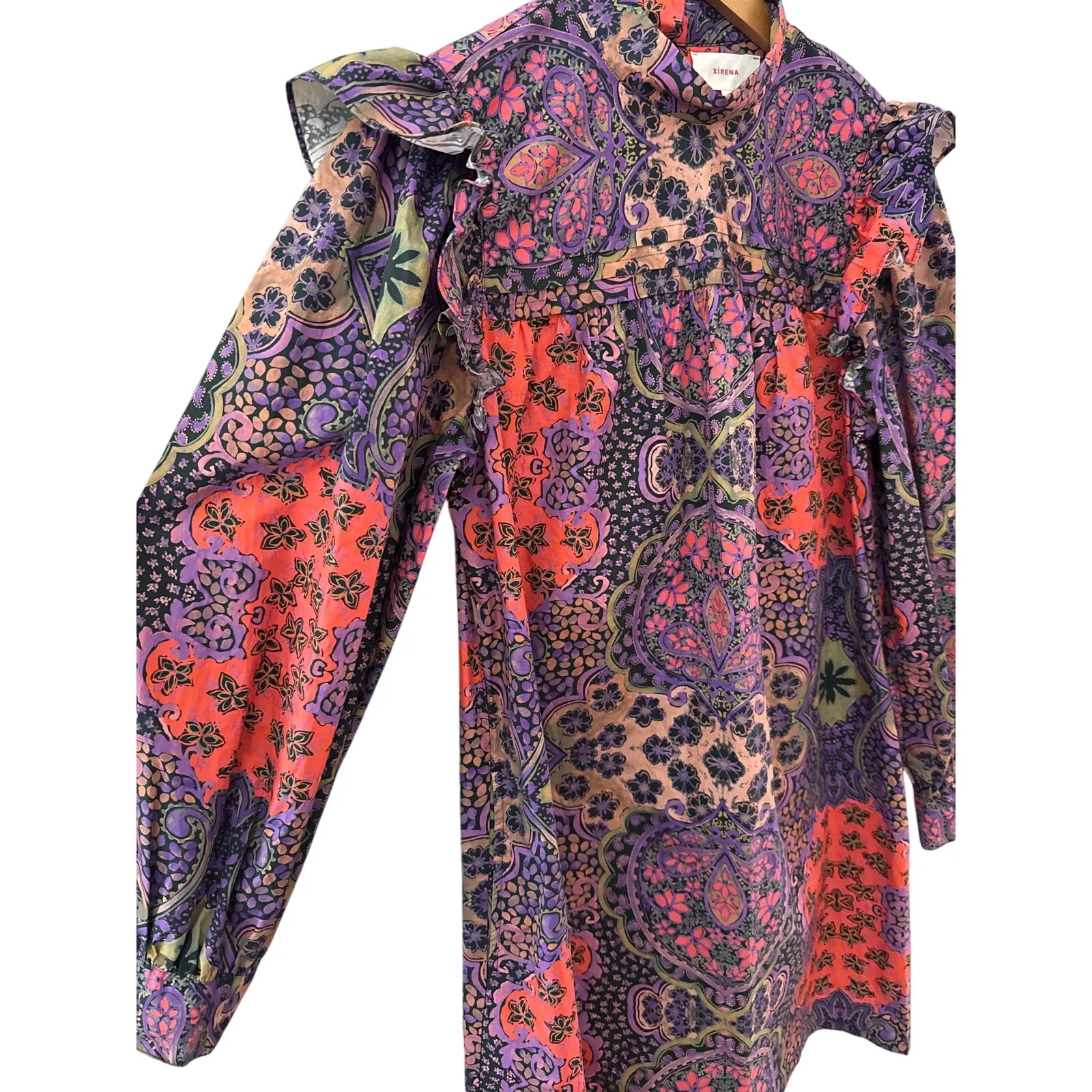 Xirena Nyla Poplin‎ Ruffled Mini Dress Black Opal Size Large - Image 7