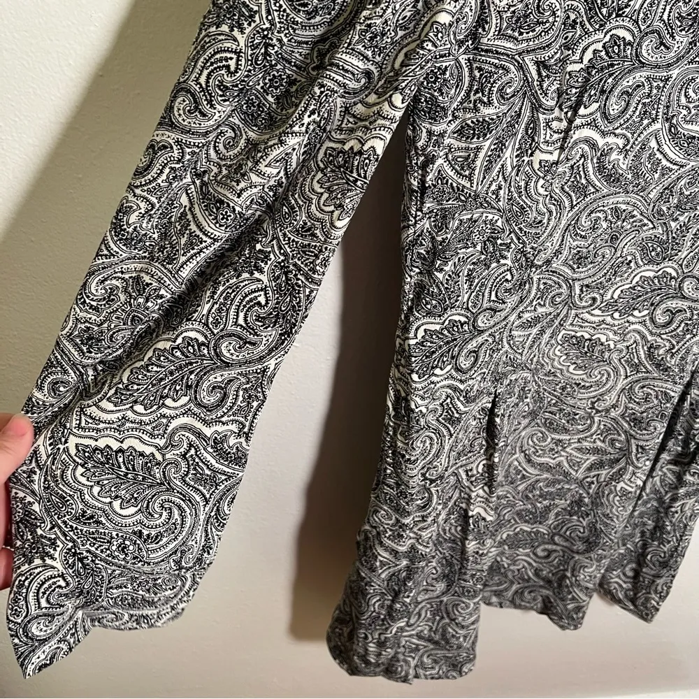 & Other Stories Paisley Puff Sleeve Mini dress White Black 6 - Image 8