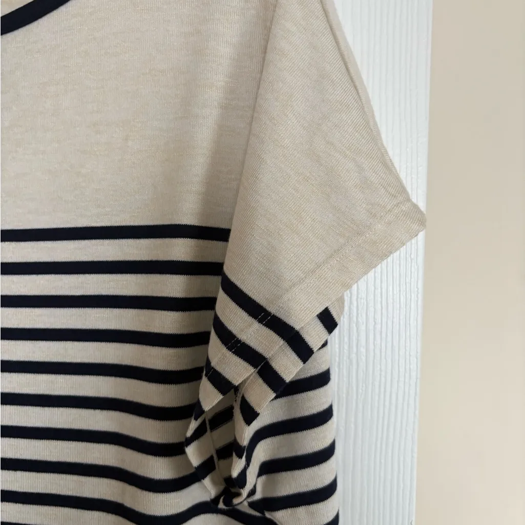 Max Studio Black and Cream Striped Tee - Image 3