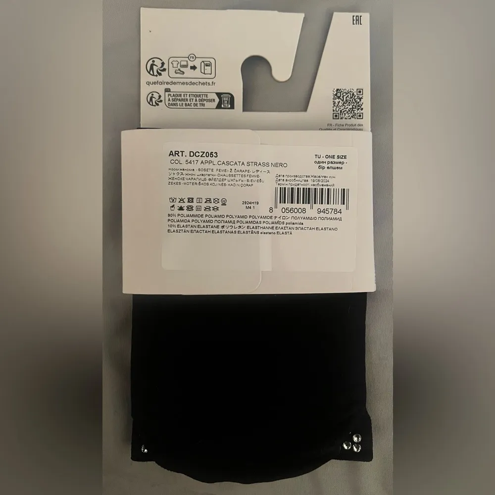 🆕 Diamanté Appliqué Opaque Socks, One Size - Image 6