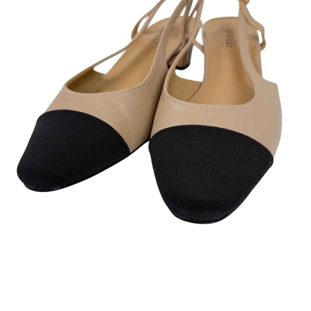 Vaneli Aliz Slingback Pump Cap Toe Low Heel Pudding Leather Nude Black Size 9 Tan - Image 10