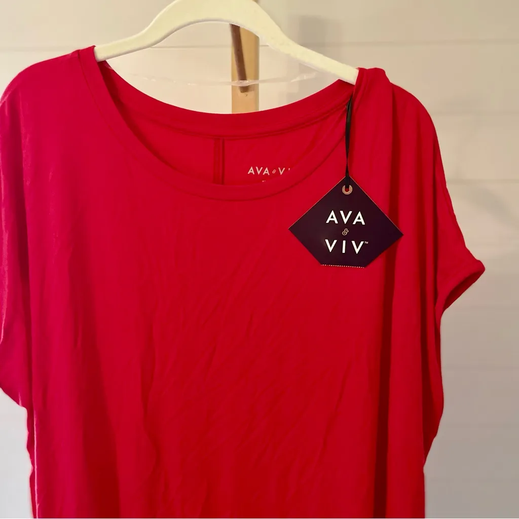 Ava & Viv Women's Short Sleeve T-Shirt in Red - Size 1X‎ - Image 2
