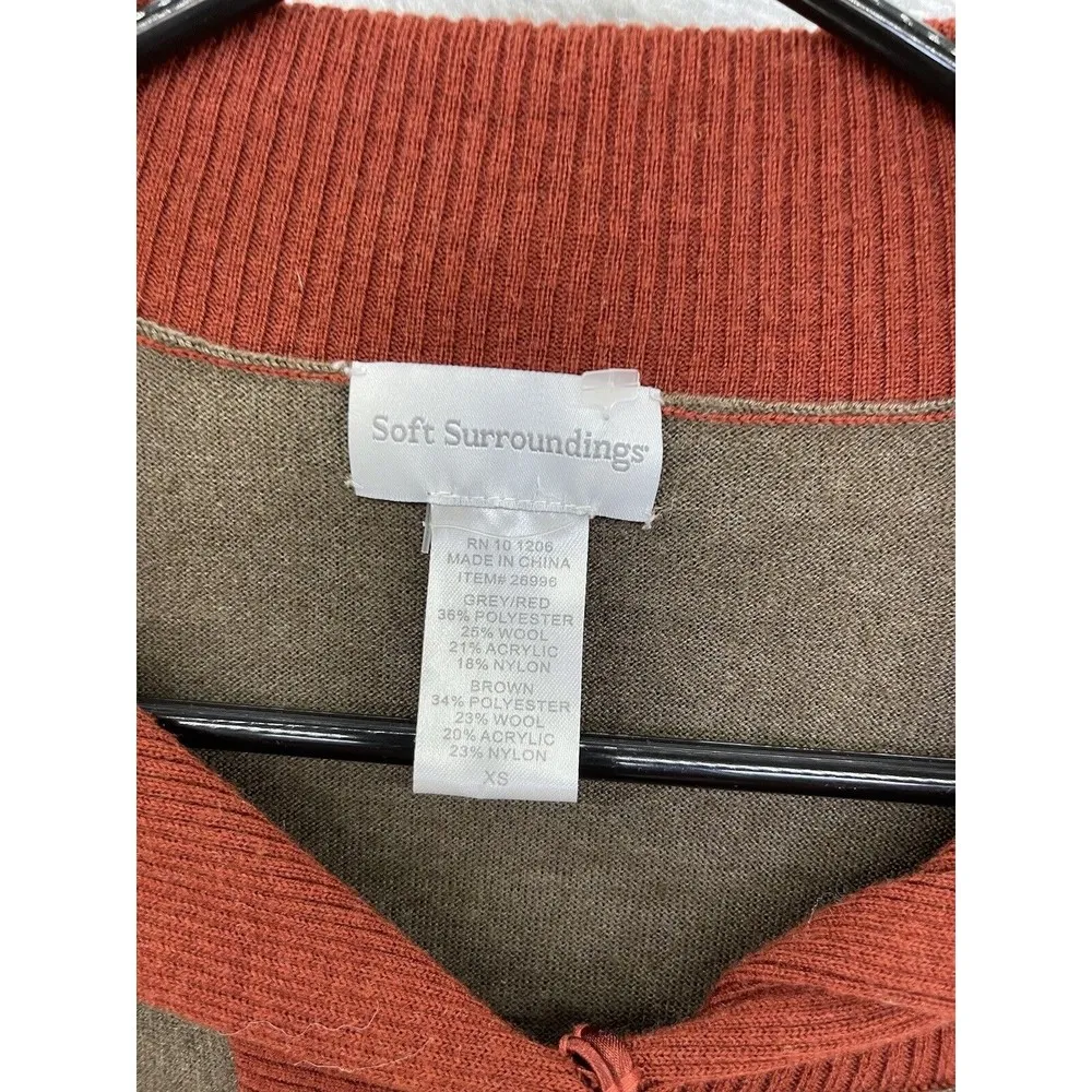 Soft Surroundings Cardigan Asymmetrical High Low Red Brown Gray Wool - Image 5