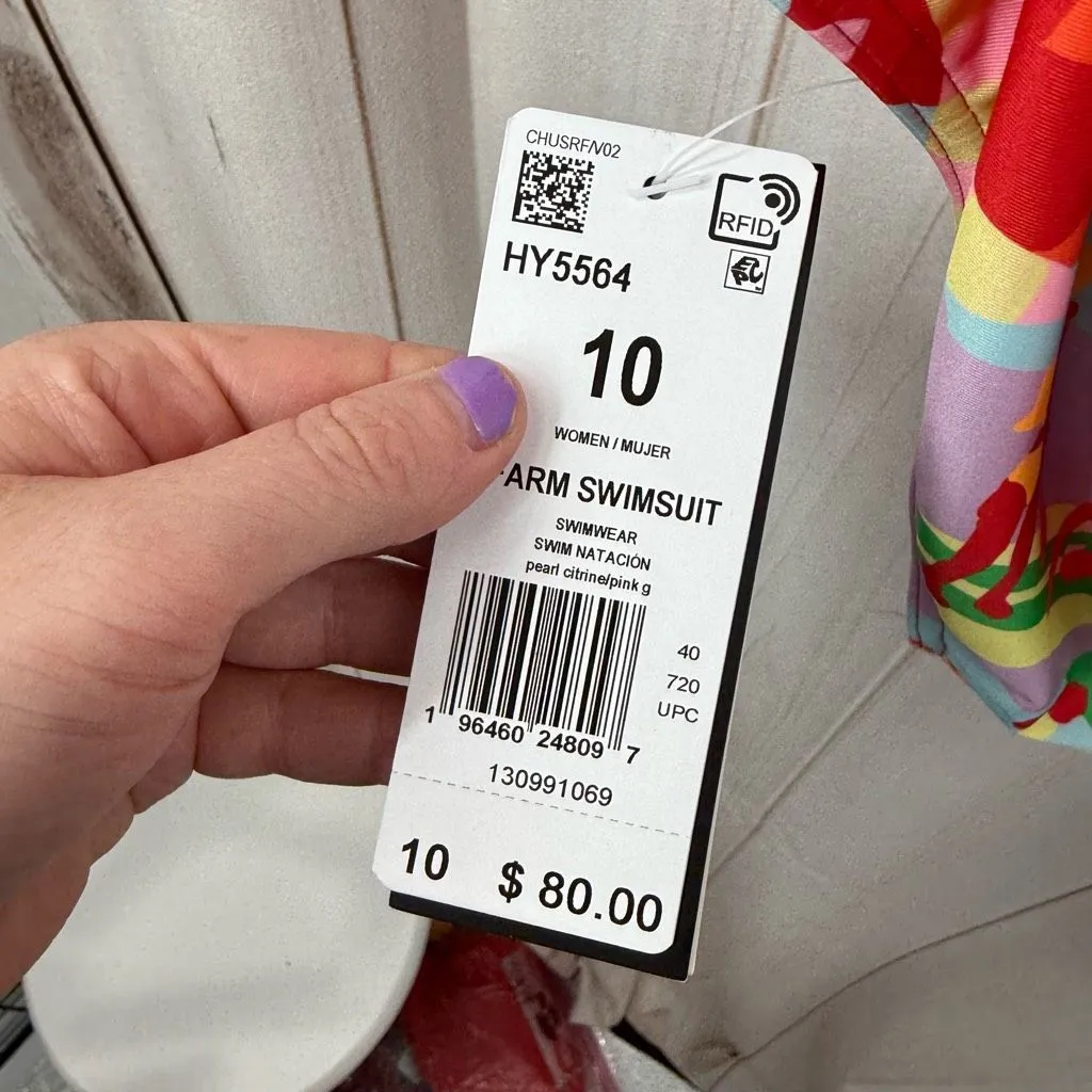 Adidas Women’s 10 Farm Rio Citrine Cut Out Resort One Piece Swim New - Image 3