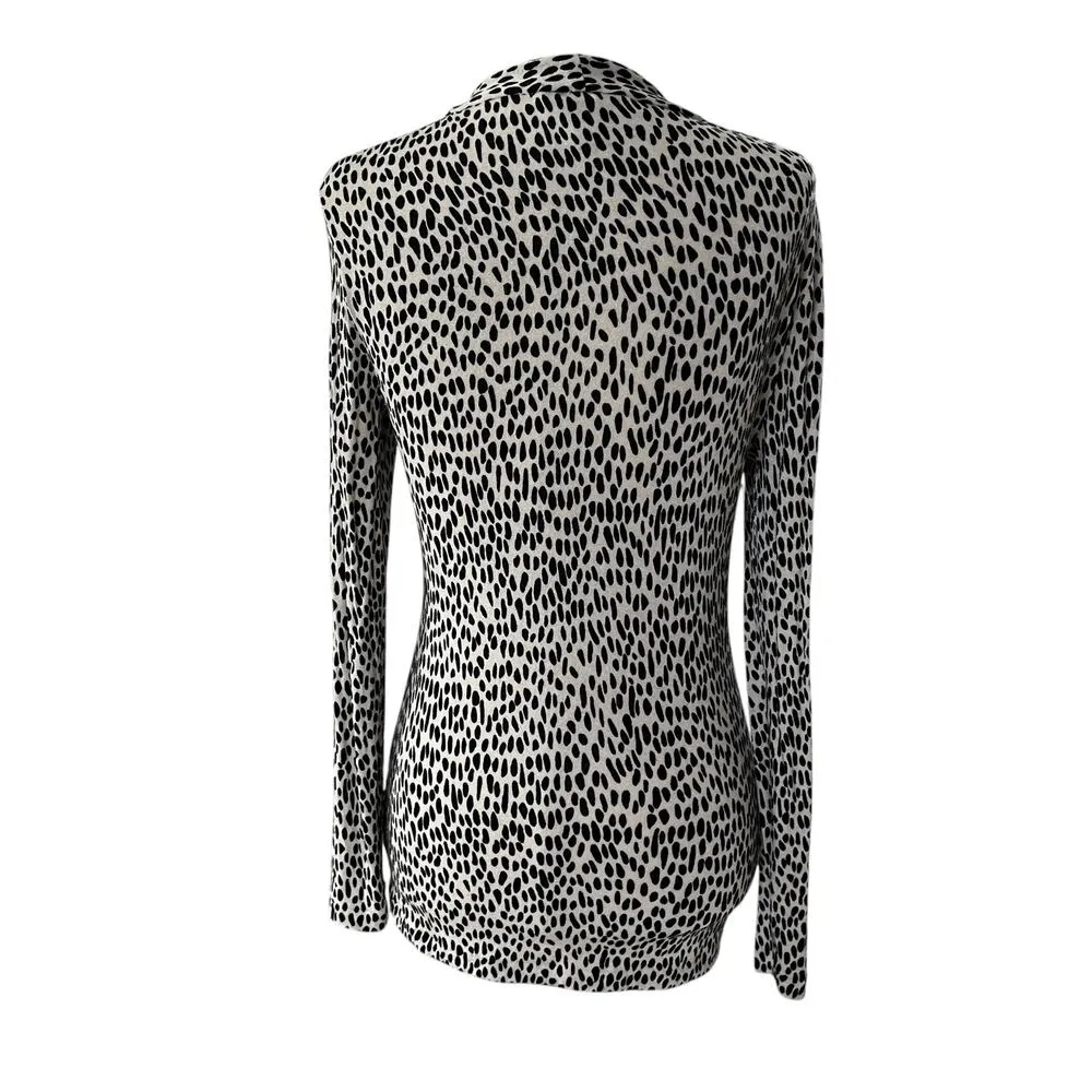 Banana Republic Black & Beige Stretch Shirt Women Petite Size XS | 62-35 - Image 2