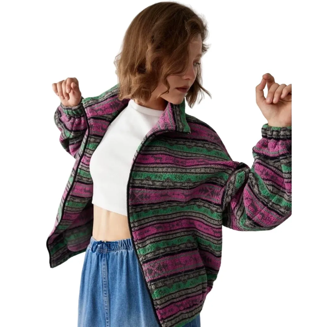 NEW! Cider Fleece‎ Stand Collar Aztec Print Multicolor Jacket NWT - XL - Image 6