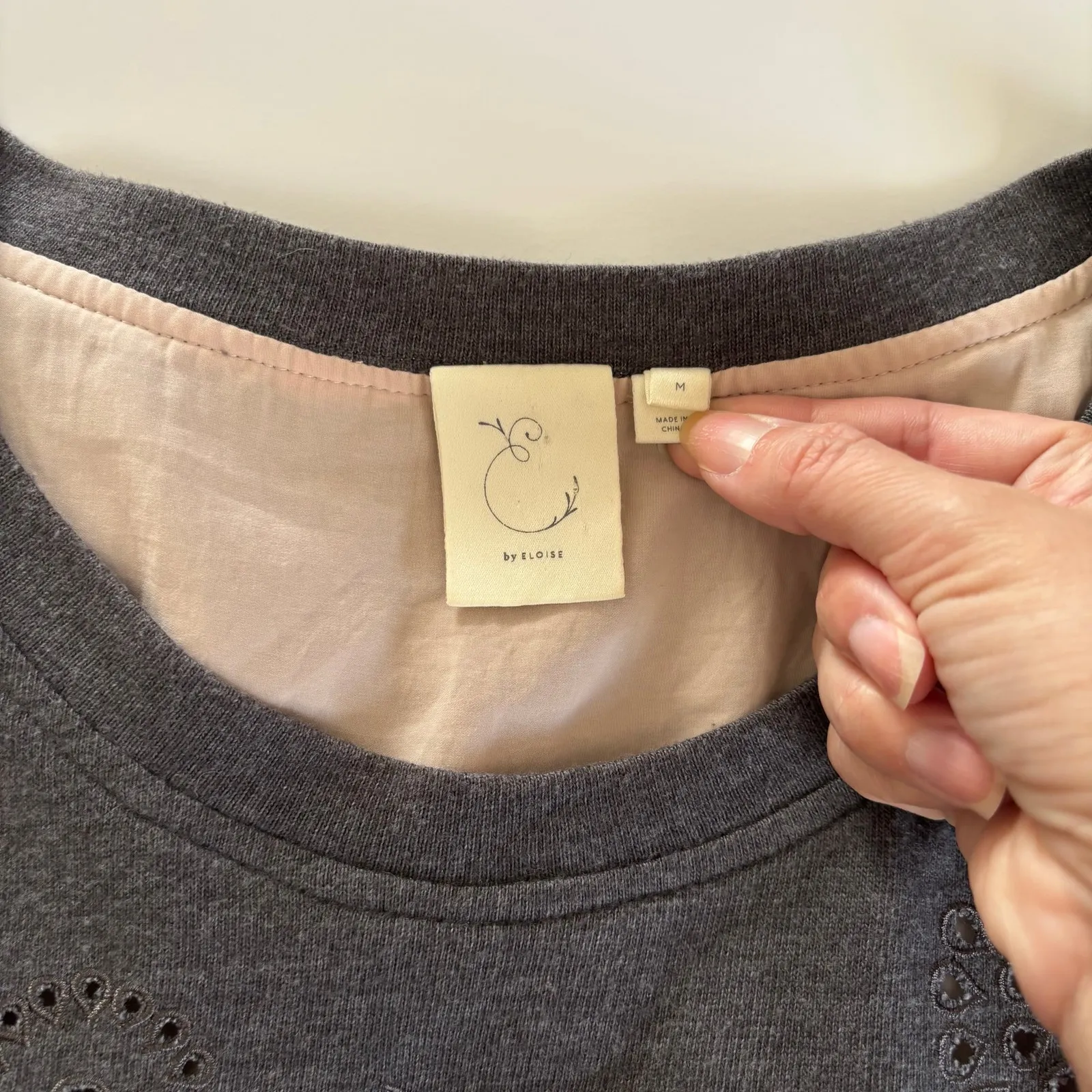 Anthropologie E By Eloise Long Sleeve Overlay Sweater Dress Womens Medium Preppy Gray - Image 3