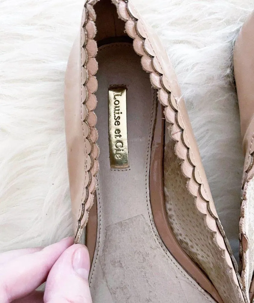 Louise et Cie Caynlee Tan Patent Leather Scallop Edge Ballet Flats - Image 3