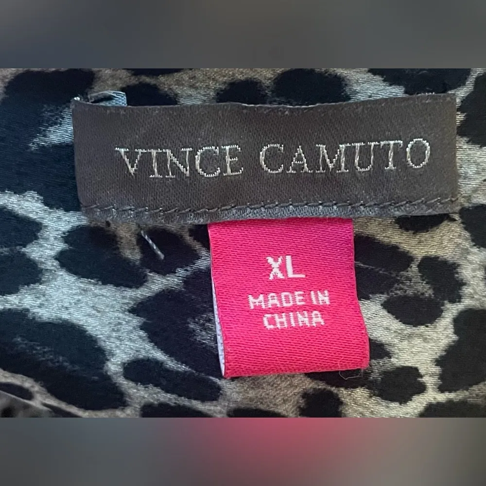 Vince Camuto- Womens Snow Leopard Crepe Leopard‎ Print Blouse Size XL - Image 7