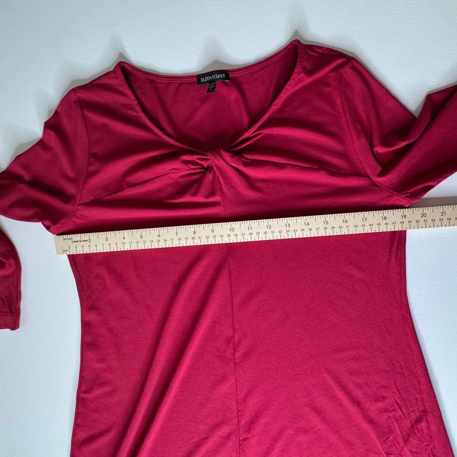 Eileen‎ Fisher Red Tunic Top Medium Minimalist Sustainable Christmas Holiday - Image 7