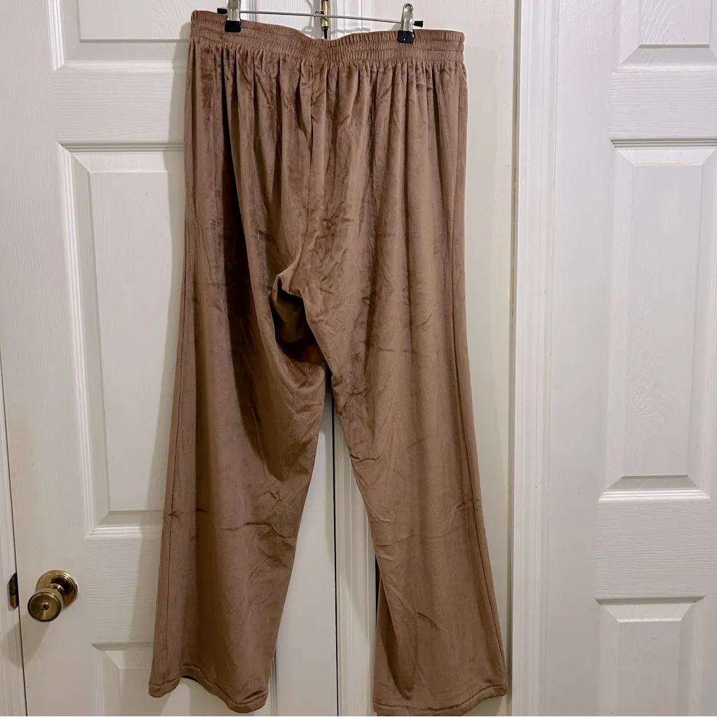 Skims Wide Leg Velour Track Pants in Sienna w/Pockets & Elastic Waist Large NWT - Image 7