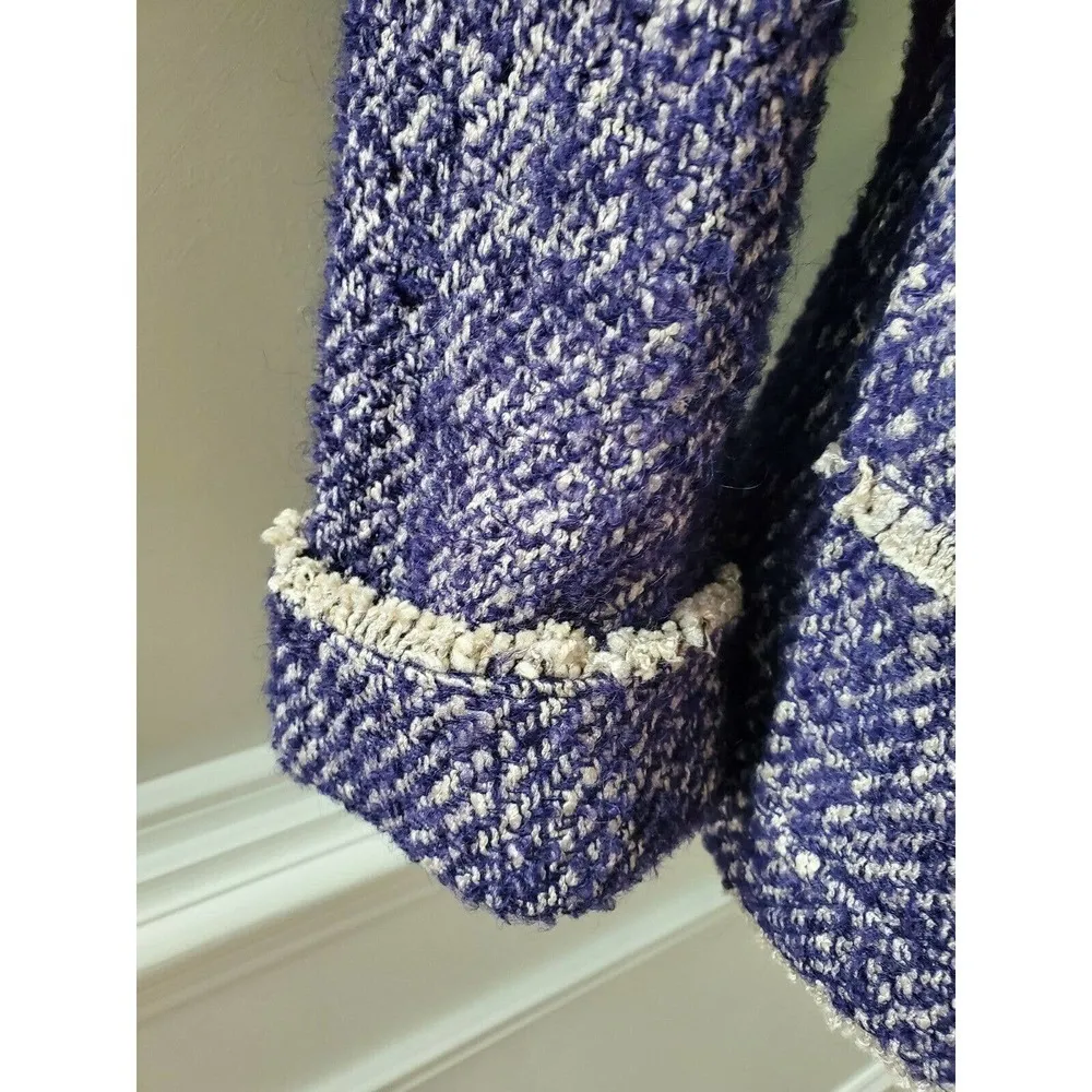 Talbots Women's Purple Rayon & Wool Long Sleeve Open Front Fitted Blazer Size 12 - Image 4