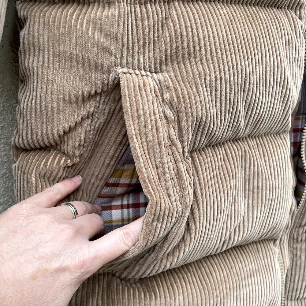 Patagonia Fjord Coat Down Corduroy Puffer Women's Size Large Mojave Khaki - Image 9