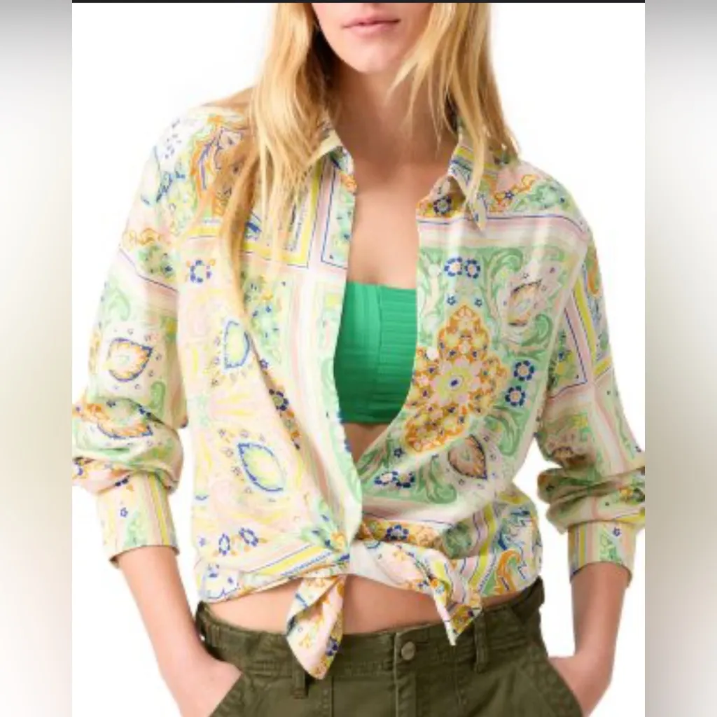 Sanctuary Cream and White Cropped Button Down Shirt - Image 2