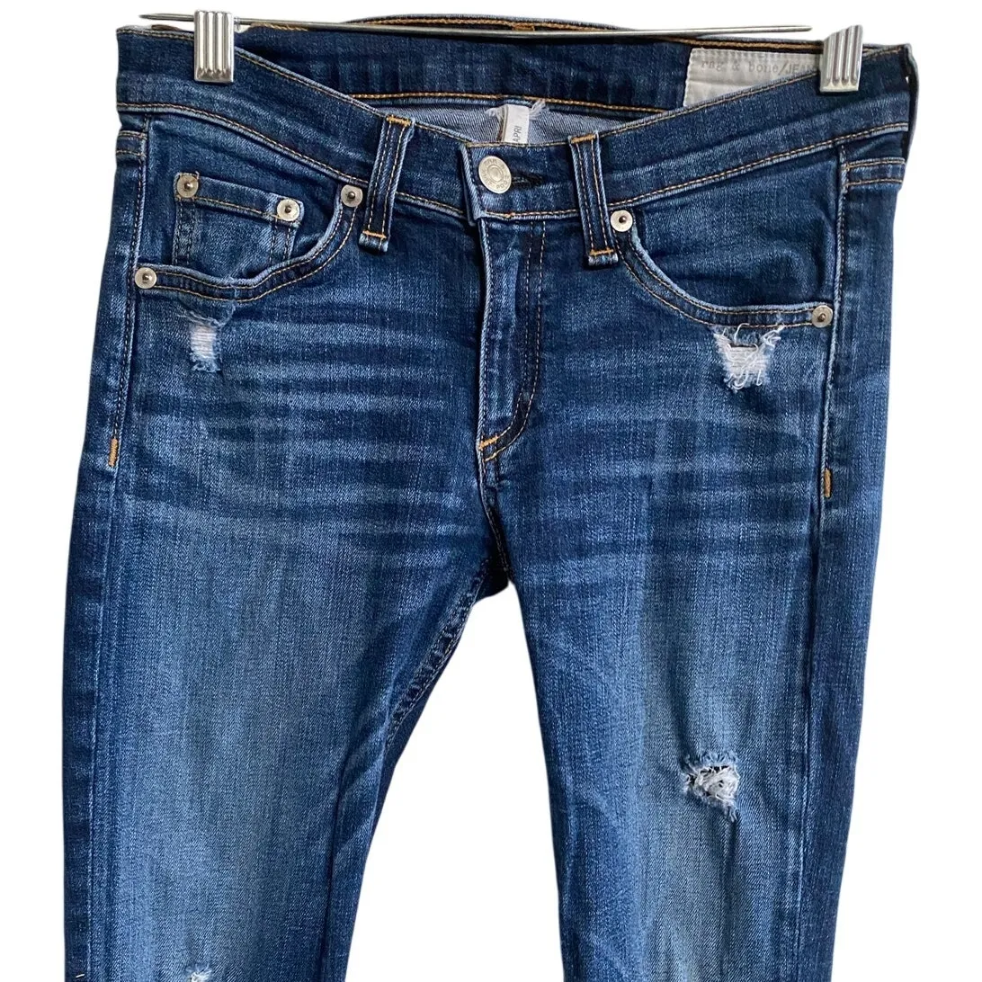Rag & Bone Jean Women's "Capri" Jeans in‎ "DK Shredded" Wash distressed 25 - Image 6