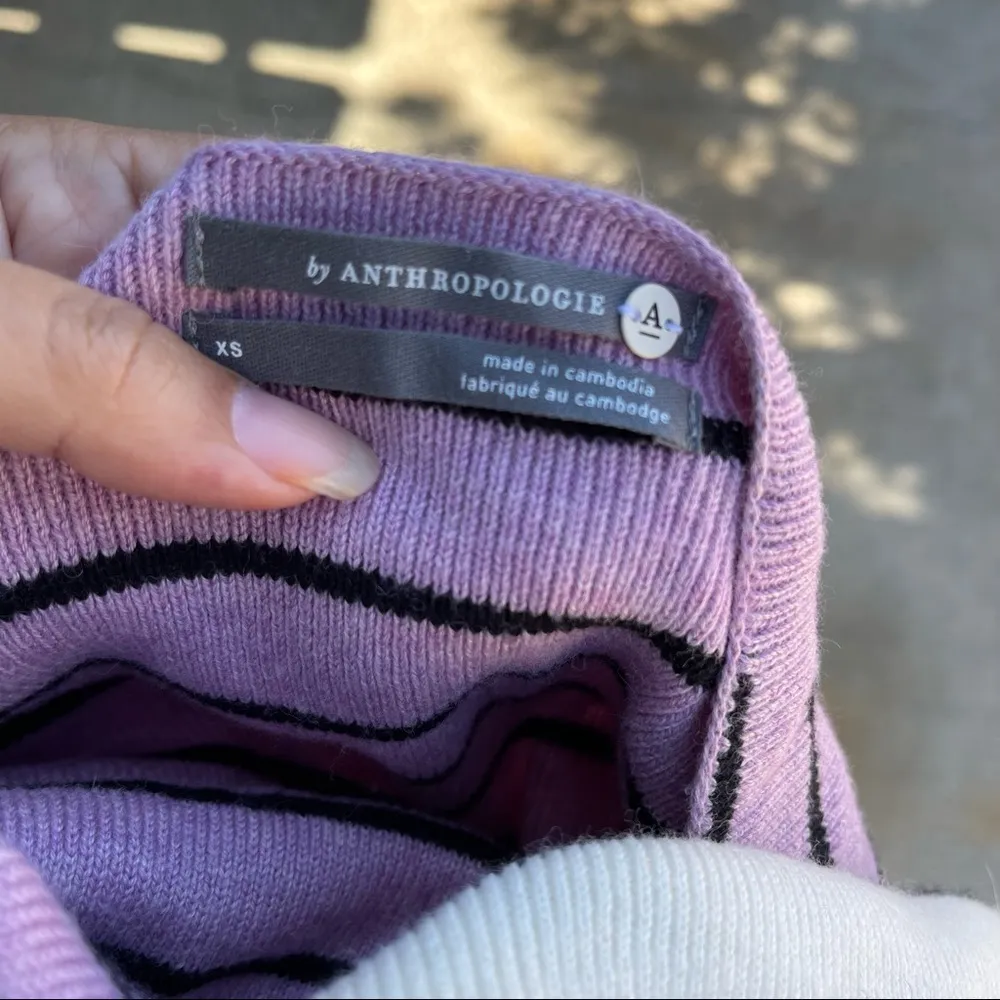 ANTHROPOLOGIE Faye Striped Lilac Pipe Arm Sweater XS - Image 7