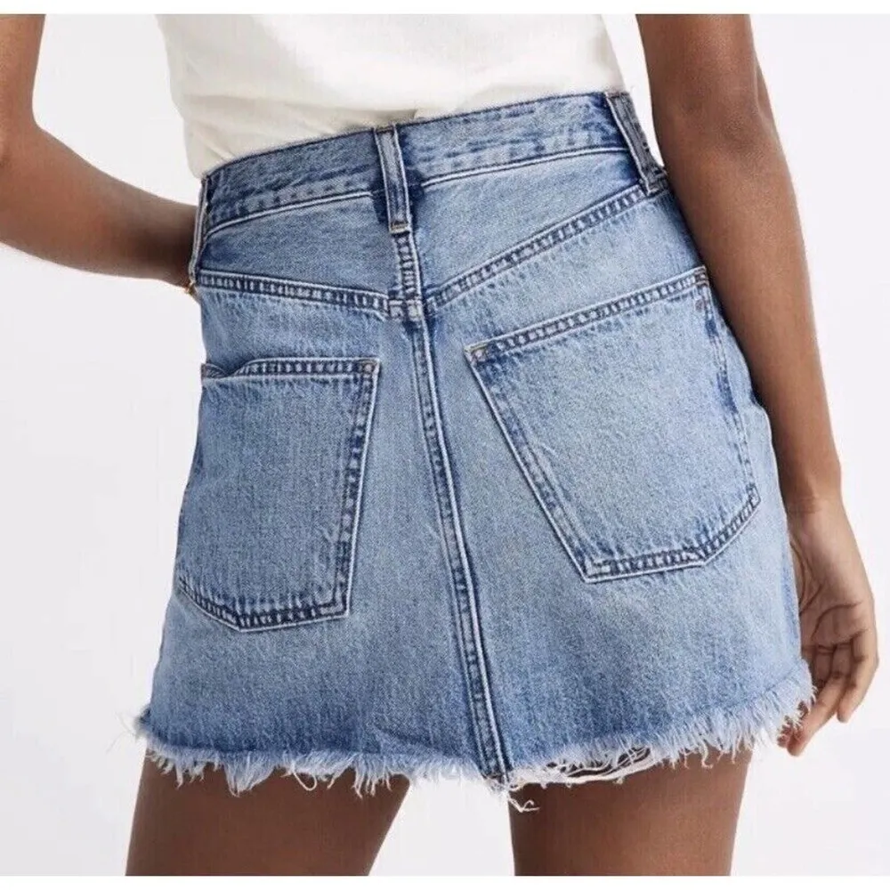 Madewell Womens Button Fly Rigid Denim Mini Skirt Rosehill Wash Blue Size 27 - Image 2
