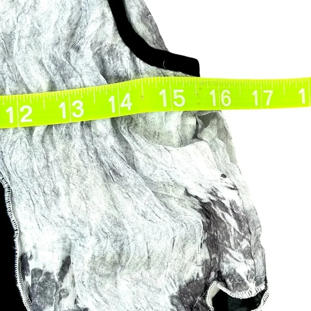 Fleur De Lis Flowy Black/Gray/White Sleeveless Dress, Size Large Black - Image 5