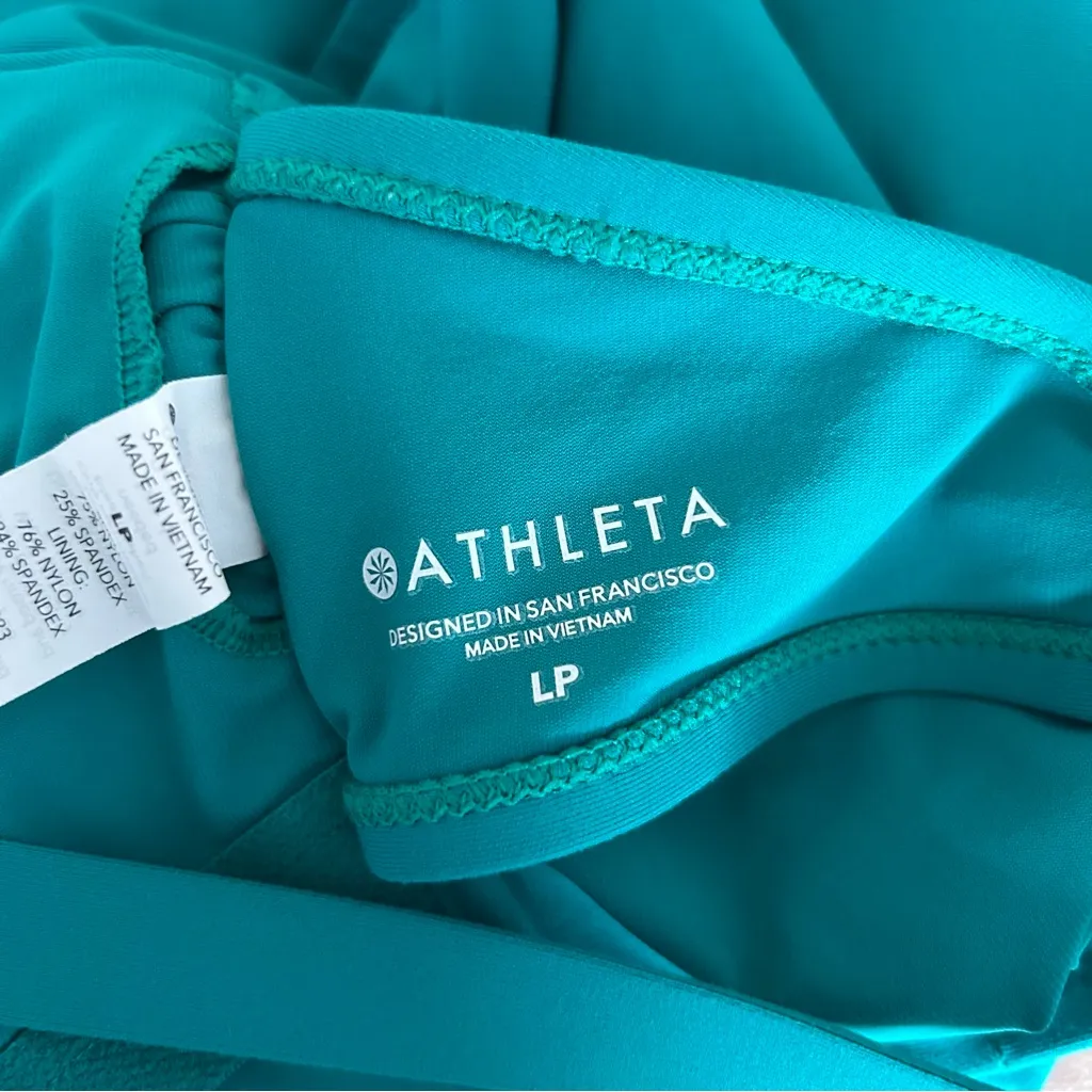 Athleta Square Neck Ruched One Piece Swimsuit Aruba Teal Size Large Petite - Image 6