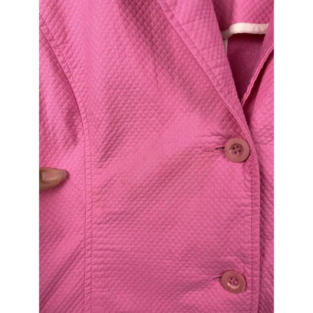 Vintage White Label Lilly Pulitzer Pink Quilted Button Front Blazer‎ Jacket Sz L - Image 6