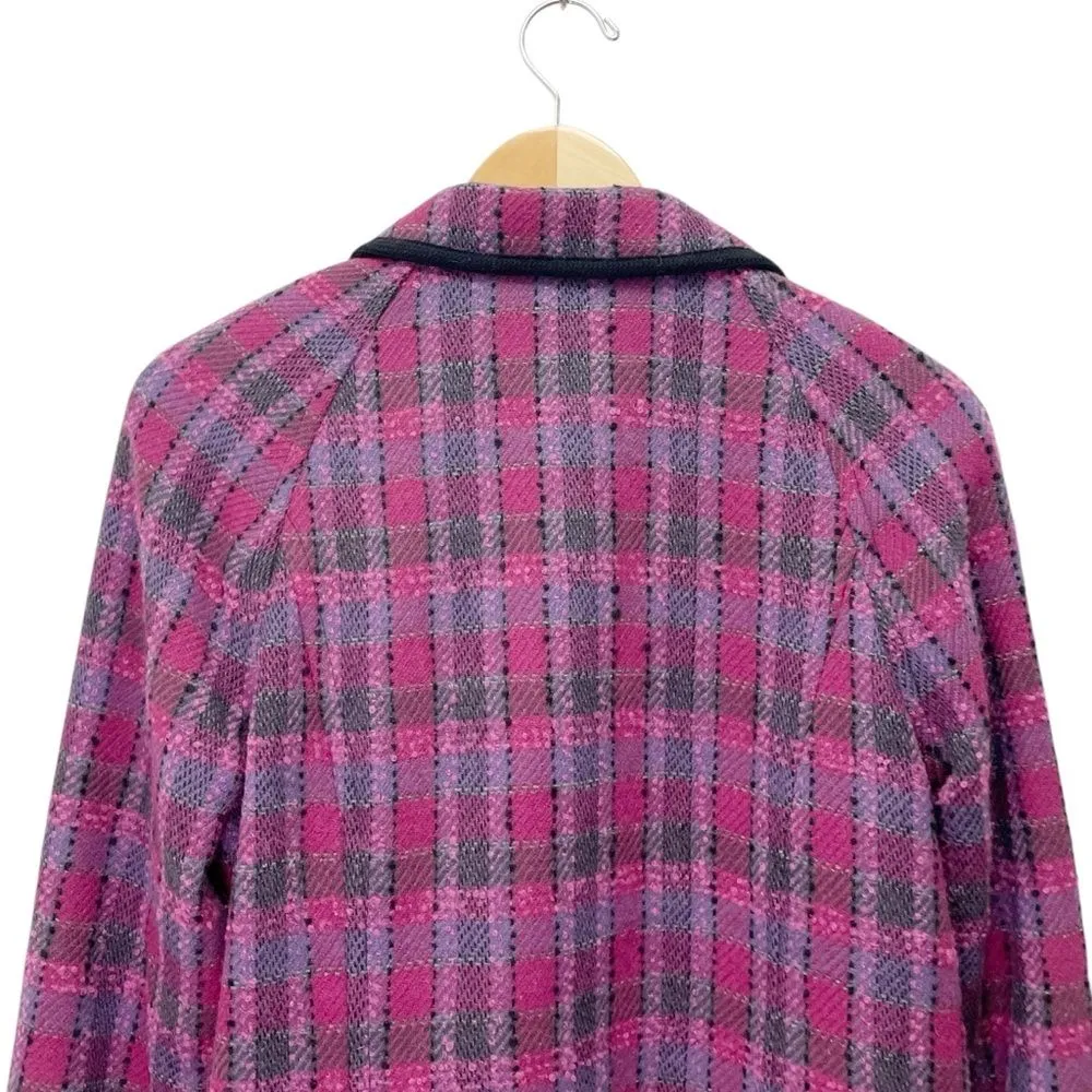 Pendleton Pink Purple Plaid Wool Blend Jacket Blazer Size 16 Black Trim Tweed - Image 6