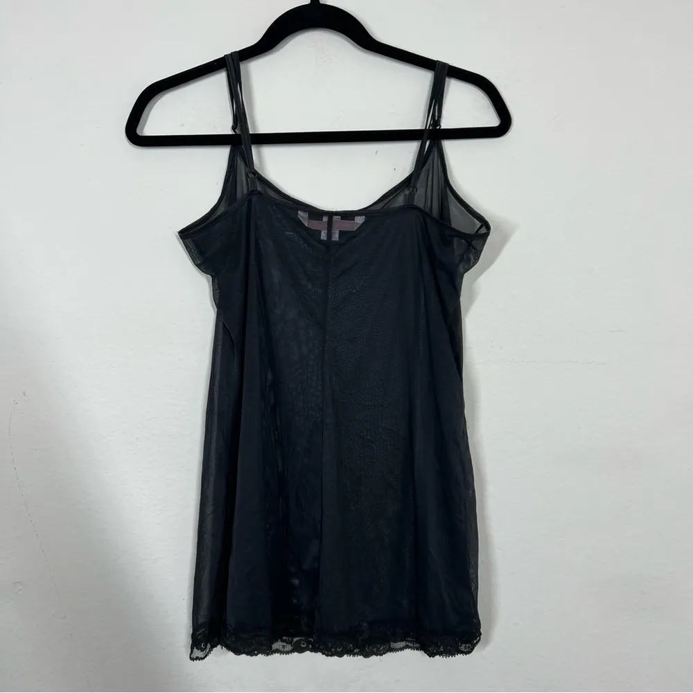 Victoria's Secret Vintage Black Mesh Lace Trim Slip Dress - Image 4