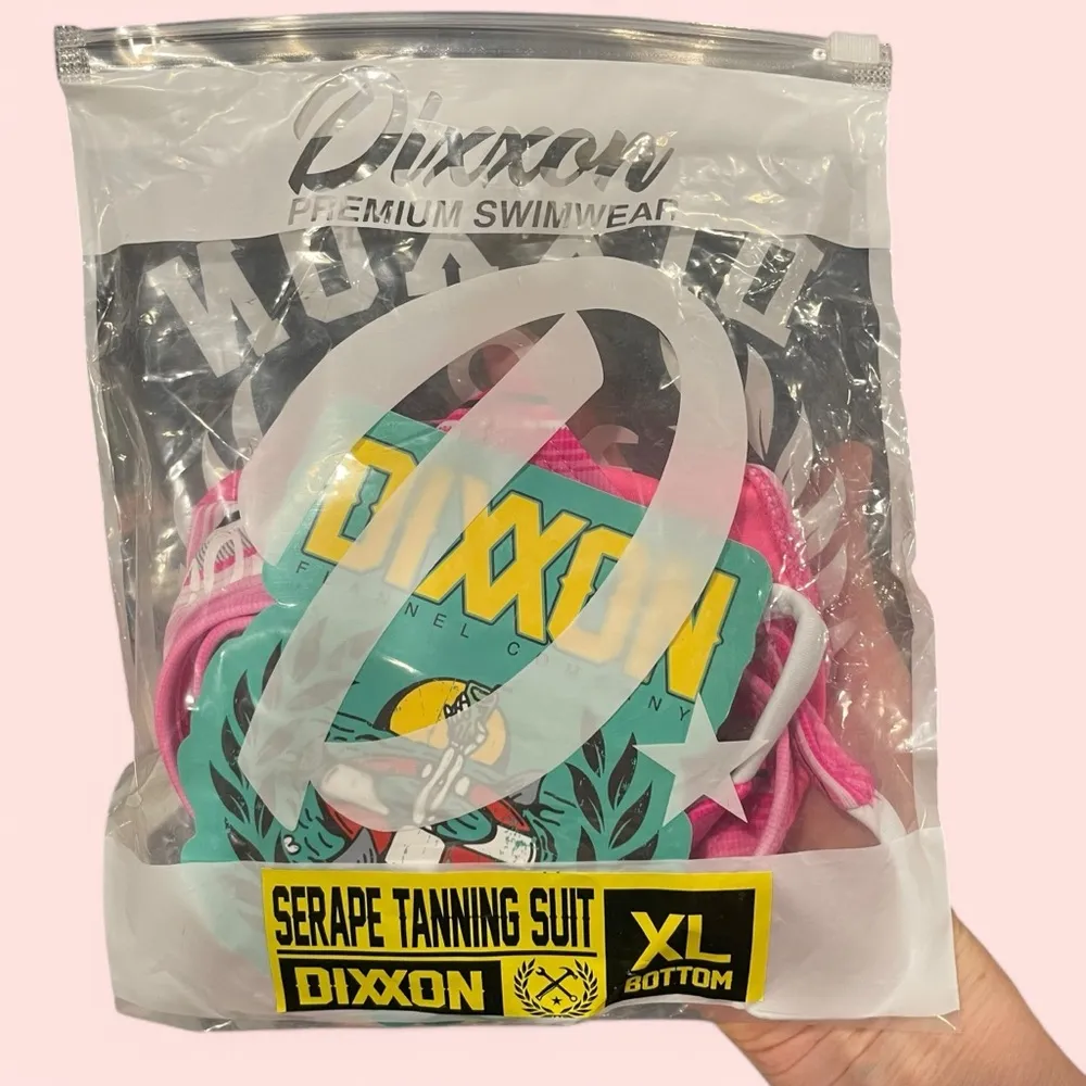 DIXXON NWT pink and white striped bikini bottom Serape tanning suit skimpy swim Size XL - Image 3