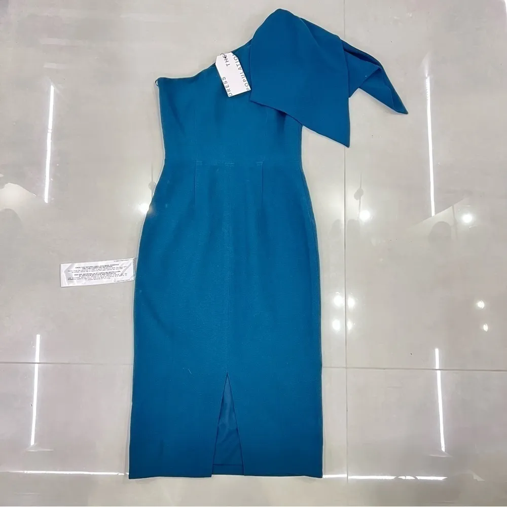 Dress the Population Tiffany One Shoulder Bow Detail Sleeveless Sheath Dress - Image 11