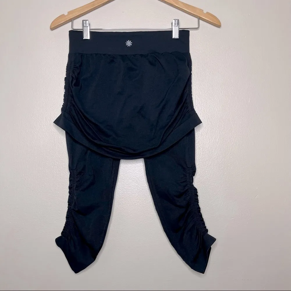 Athleta Skirted Leggings Size S Black Capri Cropped Active Stretch - Image 2