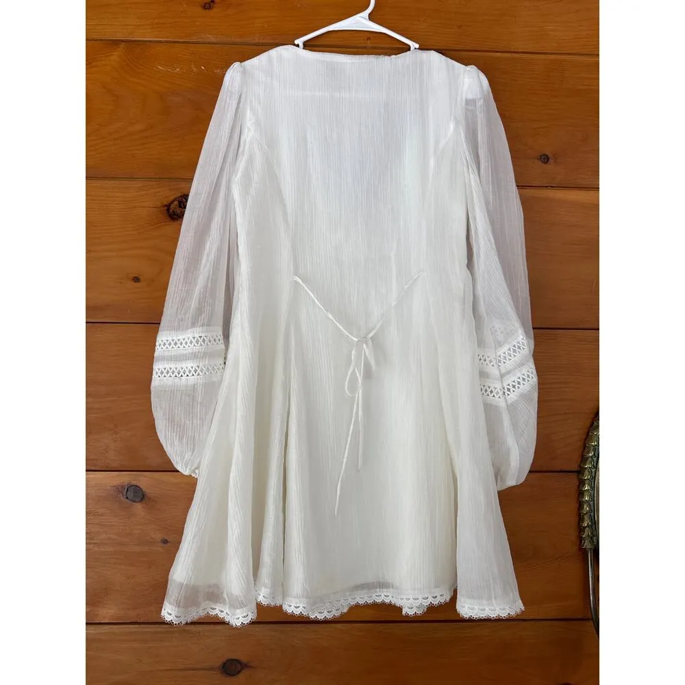 Lulus Strolling Sweetie White Crochet Button-Front Mini Dress Cocktail Bride S - Image 7