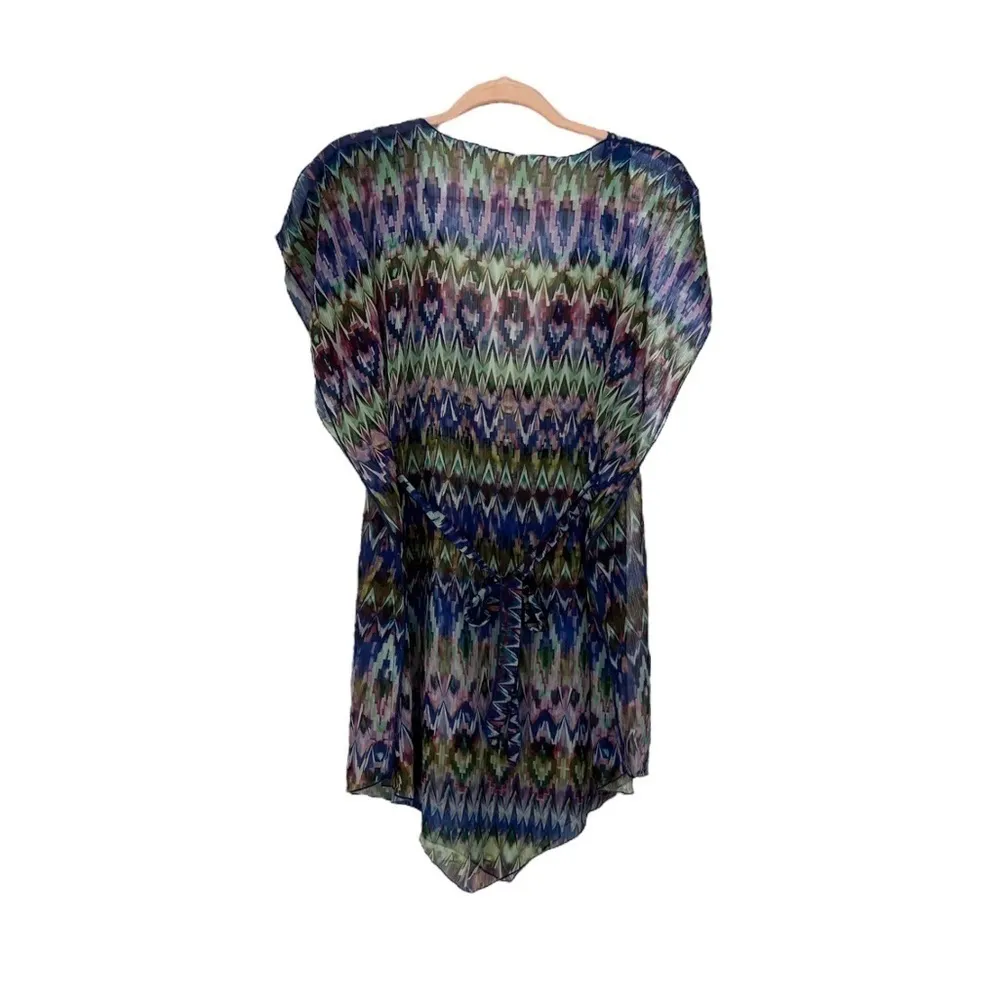 Becca Abstract Multicolor Semi-sheer Chiffon Swim Beach Pool Coverup Dress | XS - Image 2