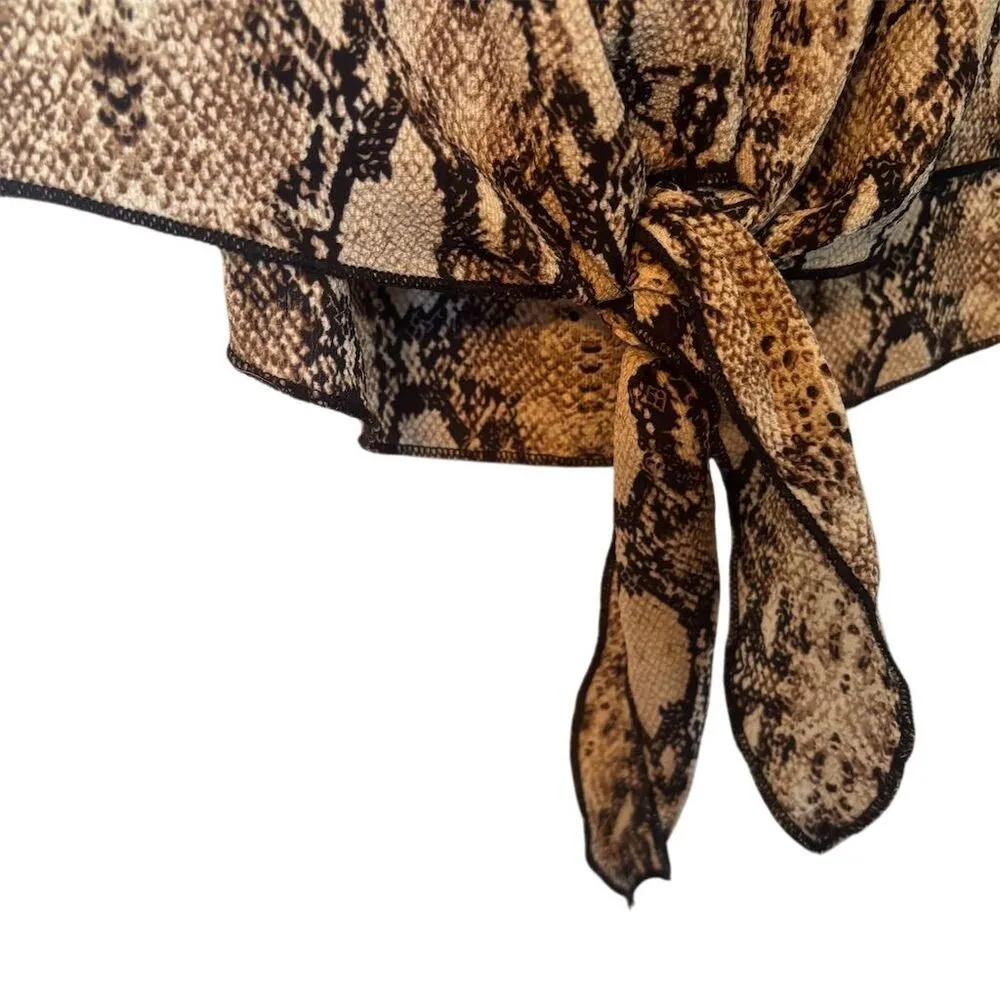 Twenty Second Women's Brown Animal Print Off-Shoulder Tie Waist Blouse S - Image 8