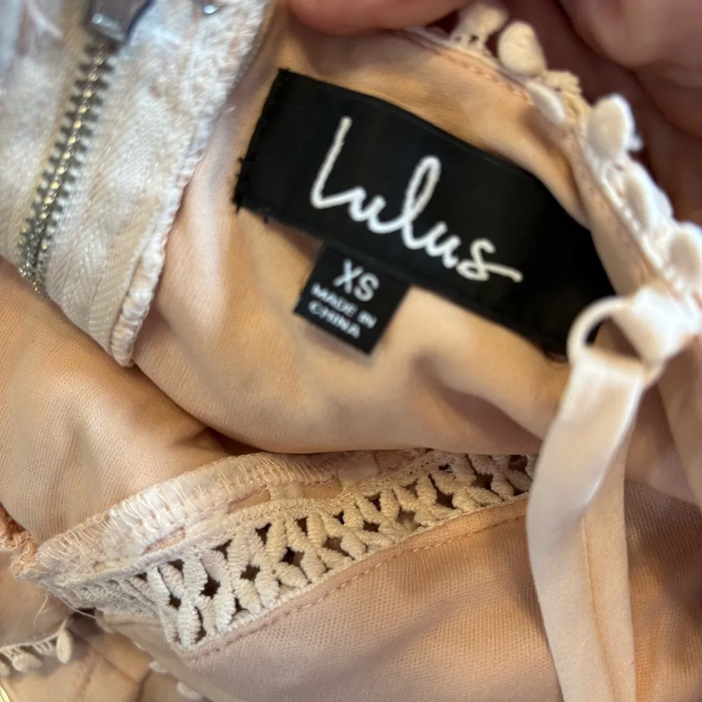 Lulu’s Beauty and Lace Nude Cream Tan Crochet Lace Mini Dress Party Wedding XS - Image 6