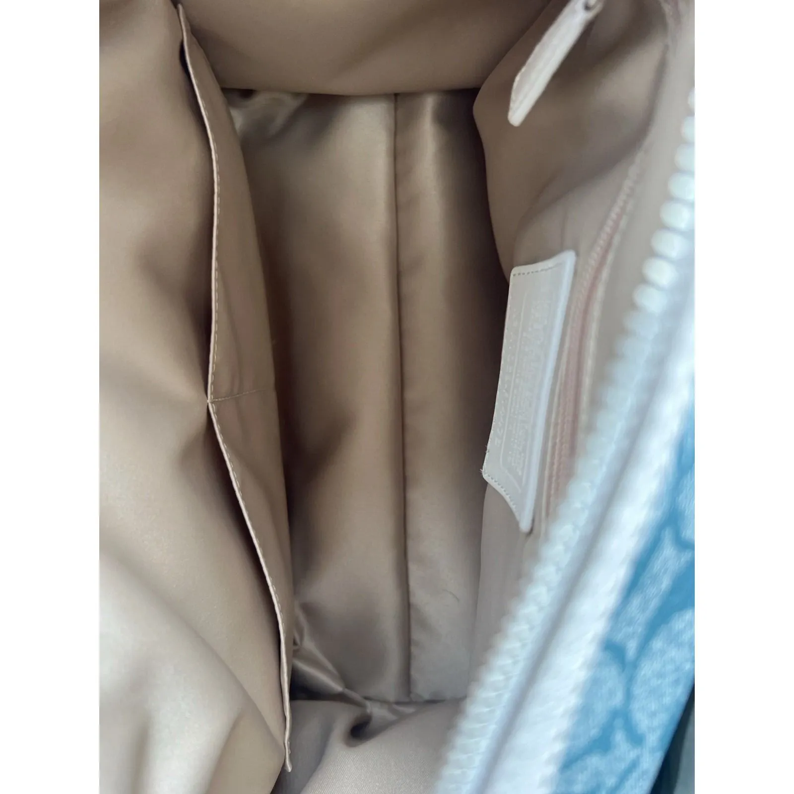 Coach Signature C Monogram Canvas Leather Trim Boston Bag Teal Cream Blue - Image 12