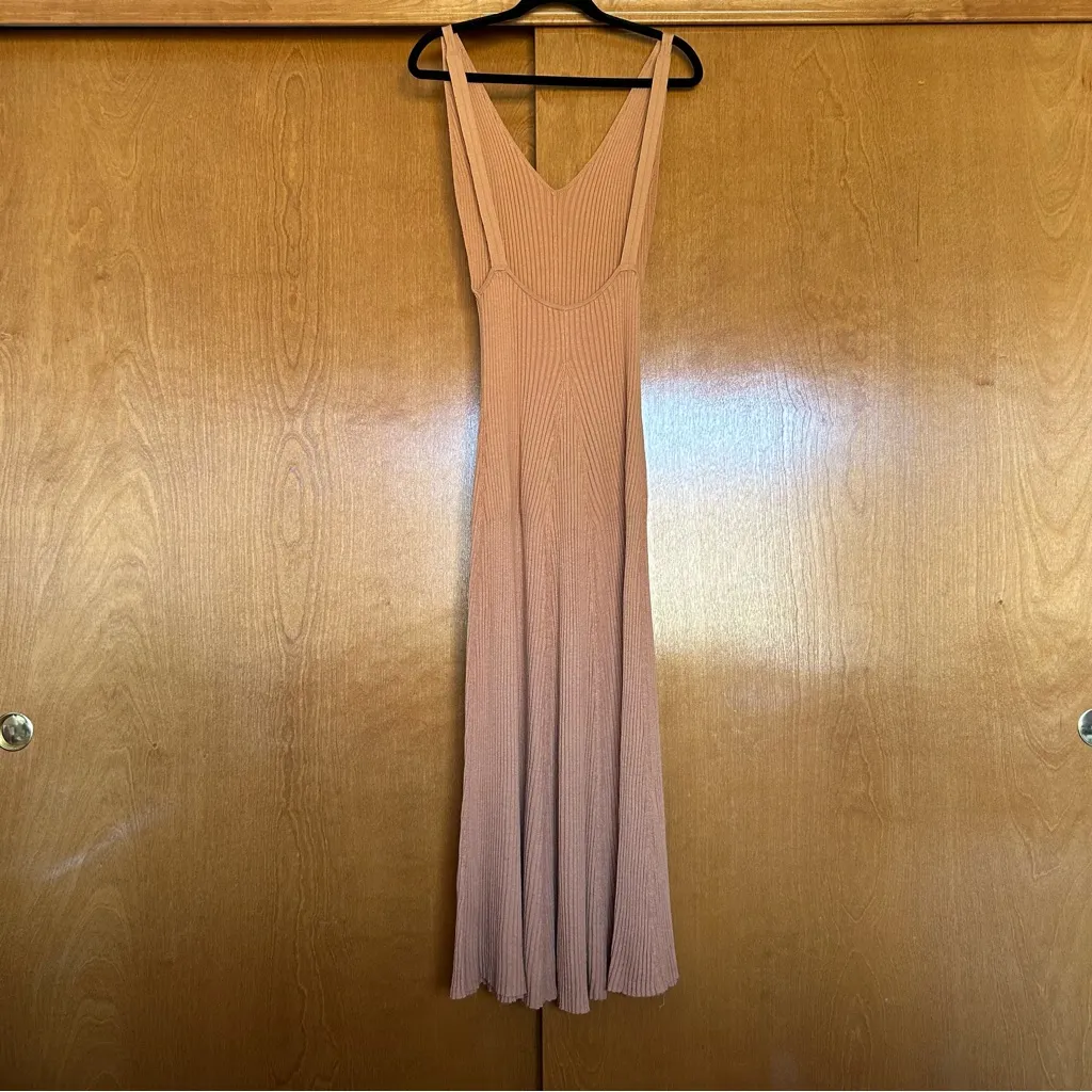 Free People Sweet as Honey Ribbed Slip Maxi Tank Dress Size Medium - Image 8