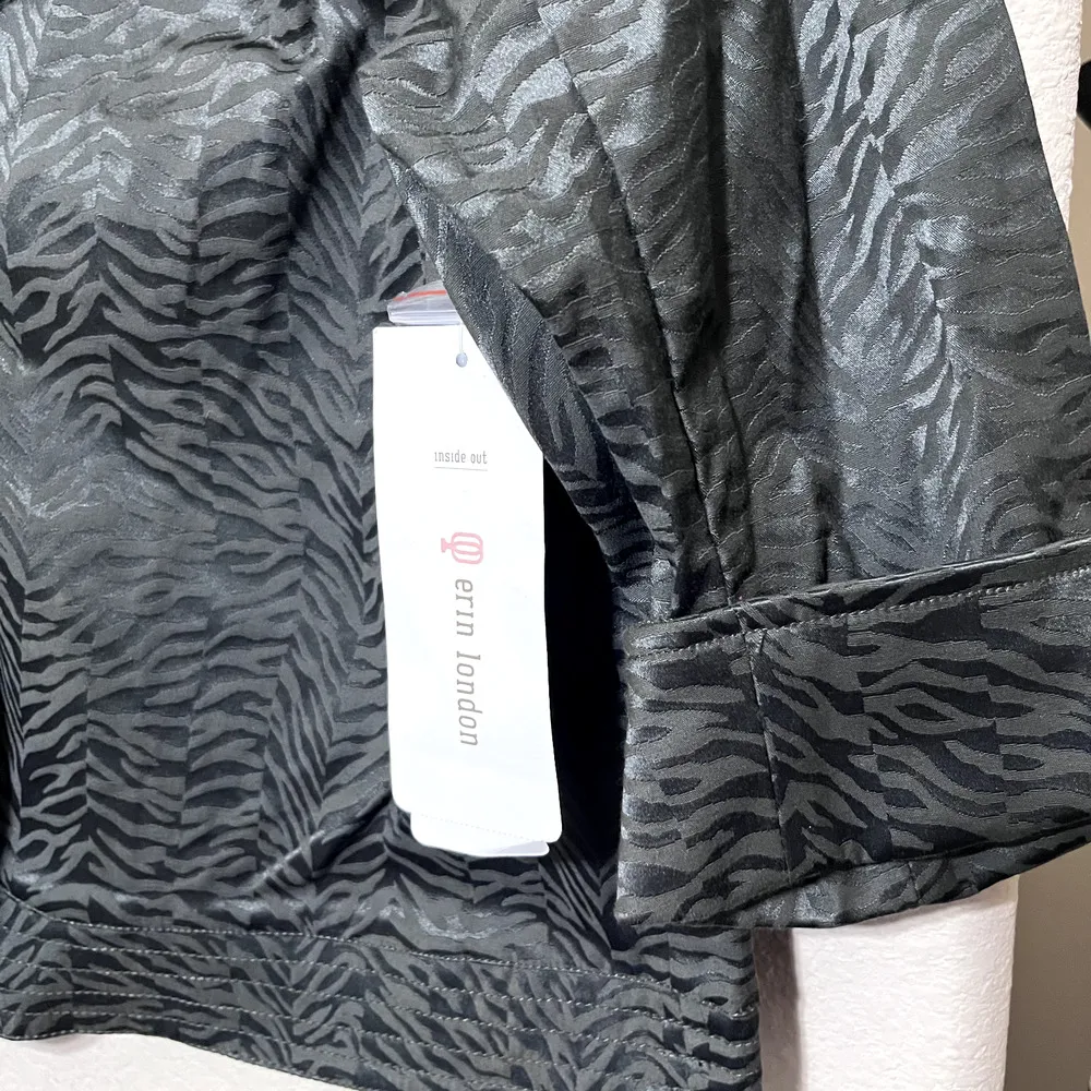 New Erin London Blazer Jacket Womens XL Olive Green Swing NWT animal print - Image 2