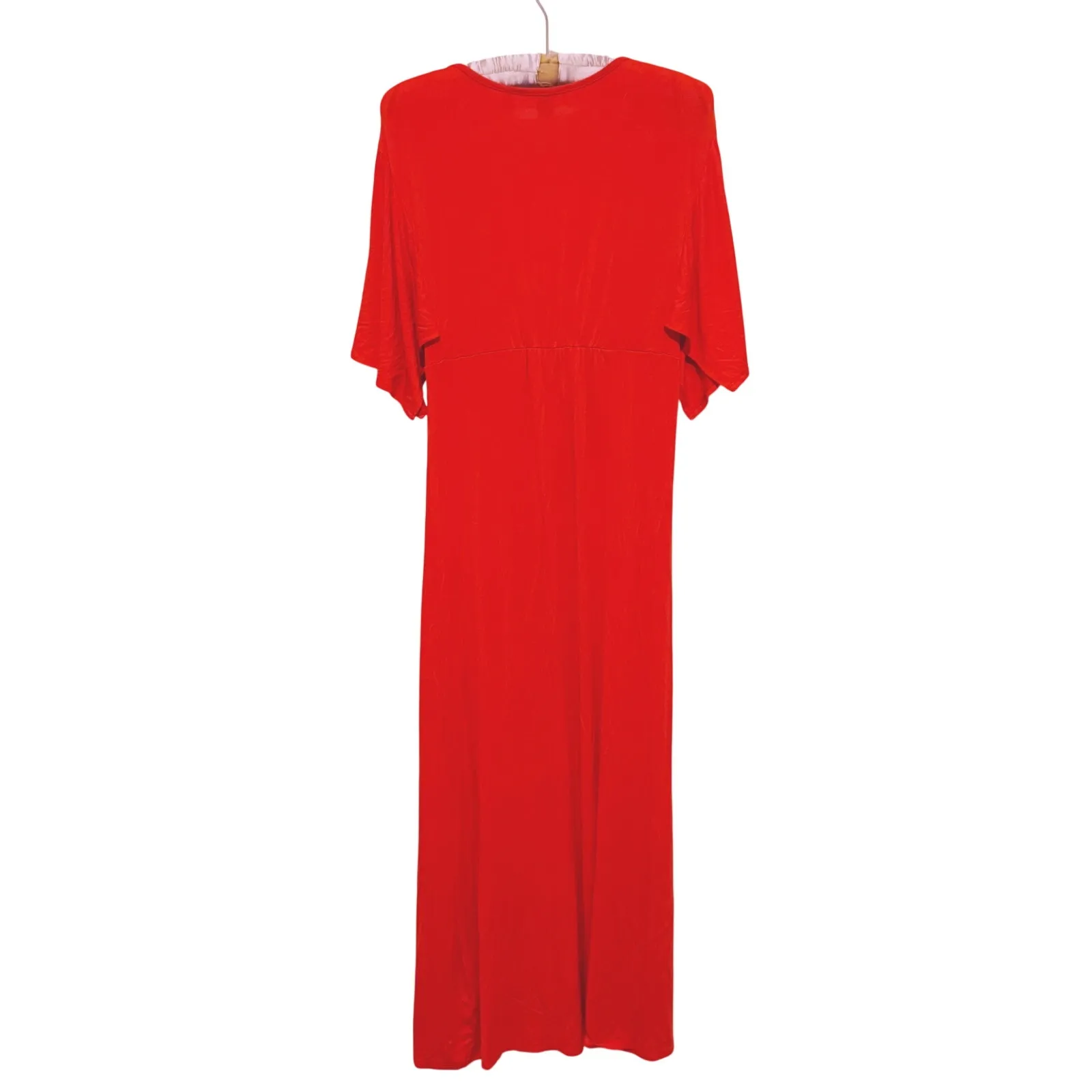 Loveappella Romantic Kimono Sleeve A-Line Maxi Dress M Red Flowy Elegant Stretch - Image 4