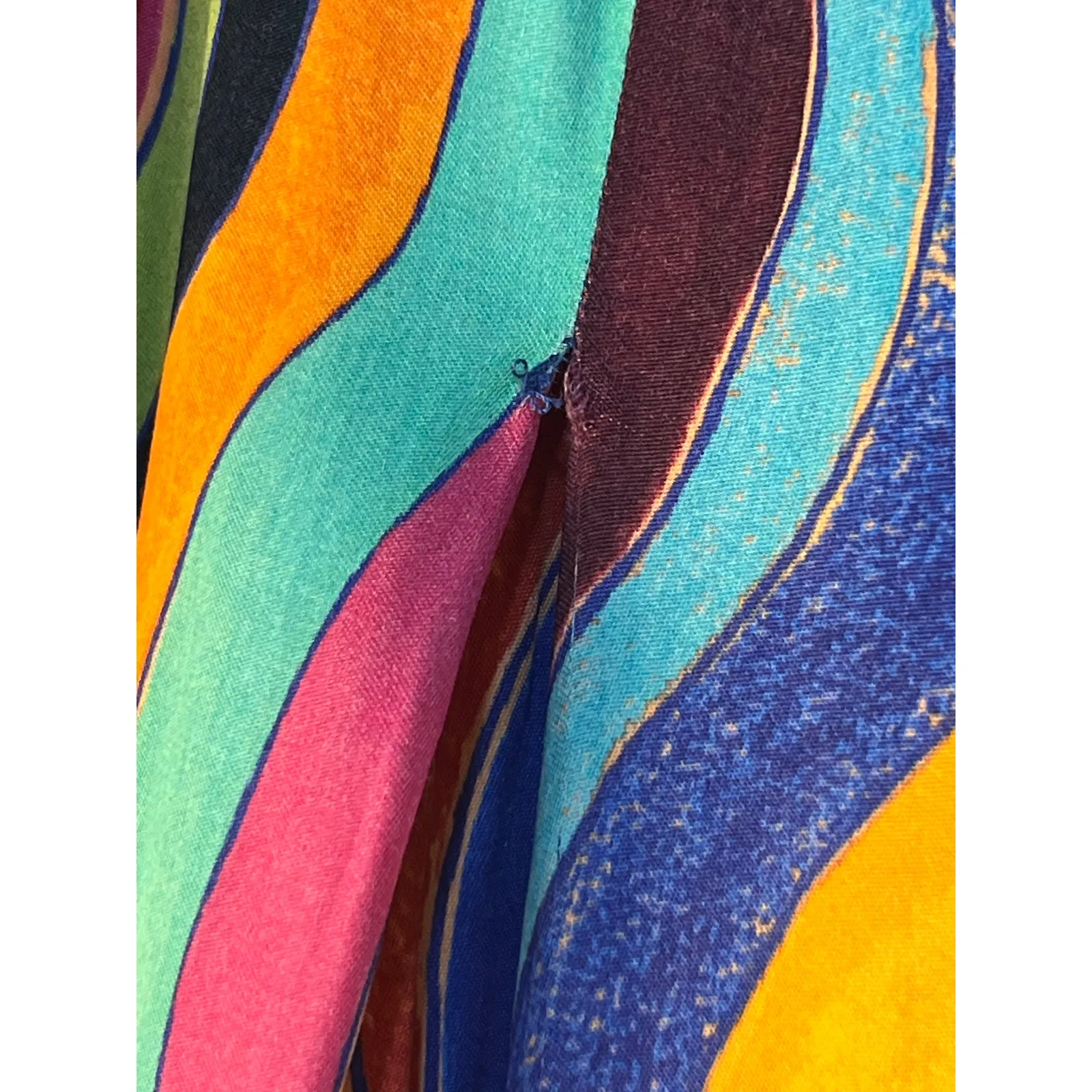 Farm Rio x Anthropologie Pants Large High Rise Striped Rainbow Wide Leg Red - Image 4