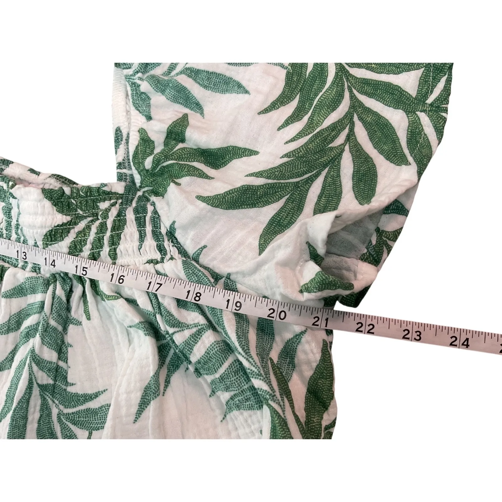 JOYSPLN Women's Tropical Leaf Print Off Shoulder Top Wide Leg Pants Set S White Size undefined - Image 3