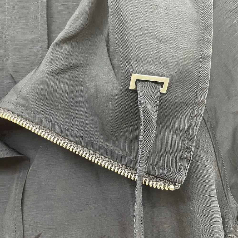 Lafayette 148 Sz 4 Jacket Linen Blend New York Navy Full Zip 3/4 Sleeve Pocket - Image 5