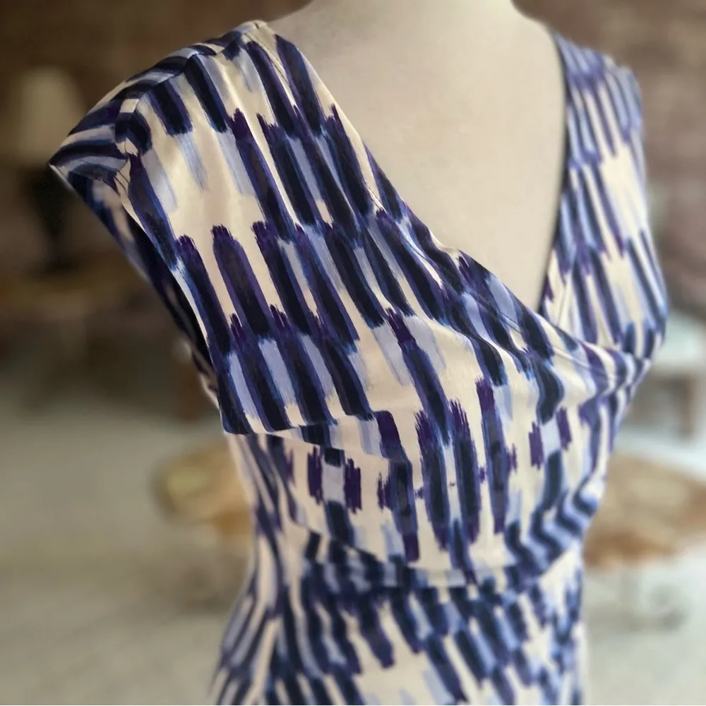 Nic+Zoe Dress Purple Geo Knit Ruched S Knee Length Sleeveless Stretch Garden - Image 16