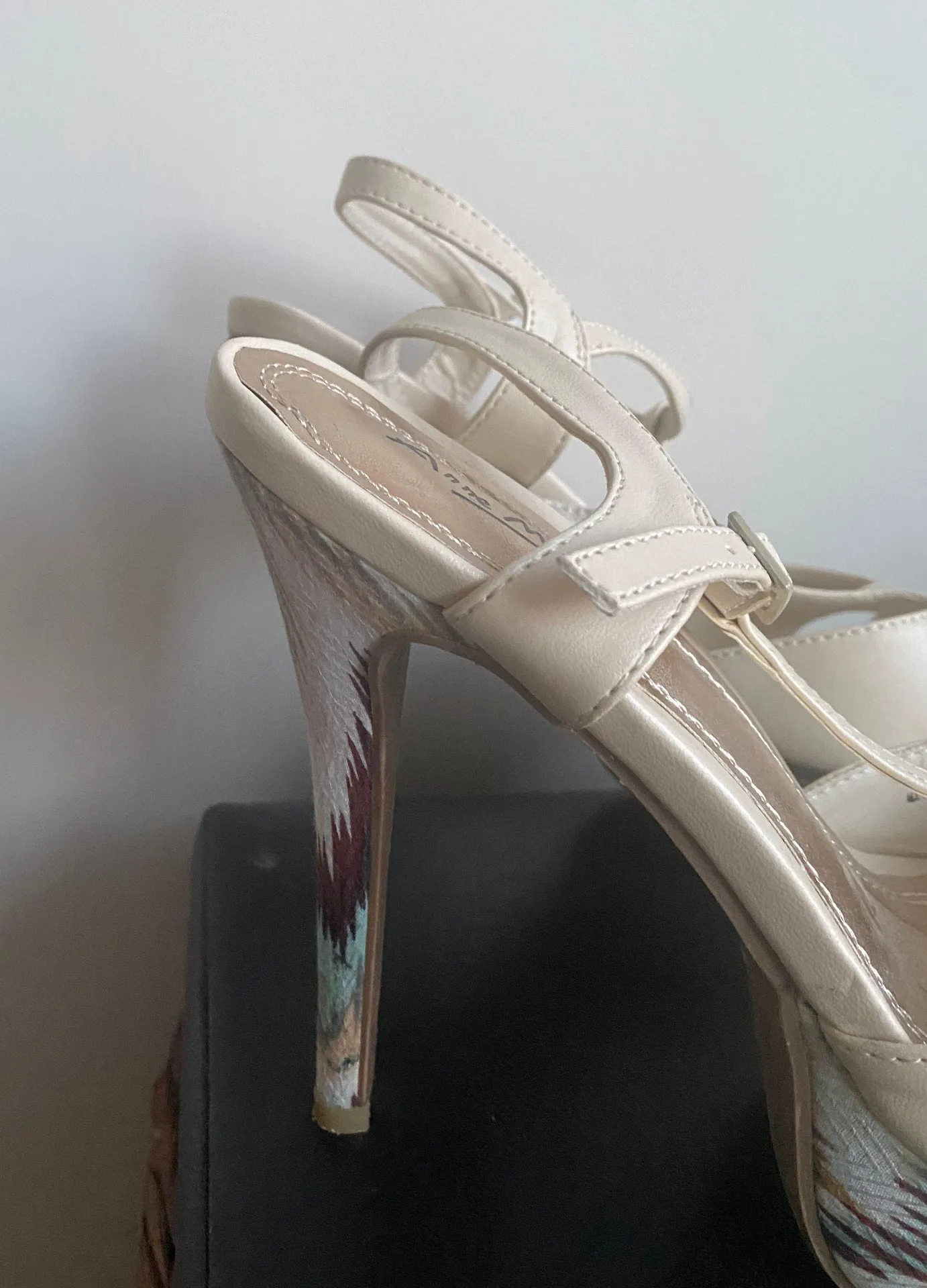 Beige Funky High Heeled Platforms Tan Size 8 - Image 2