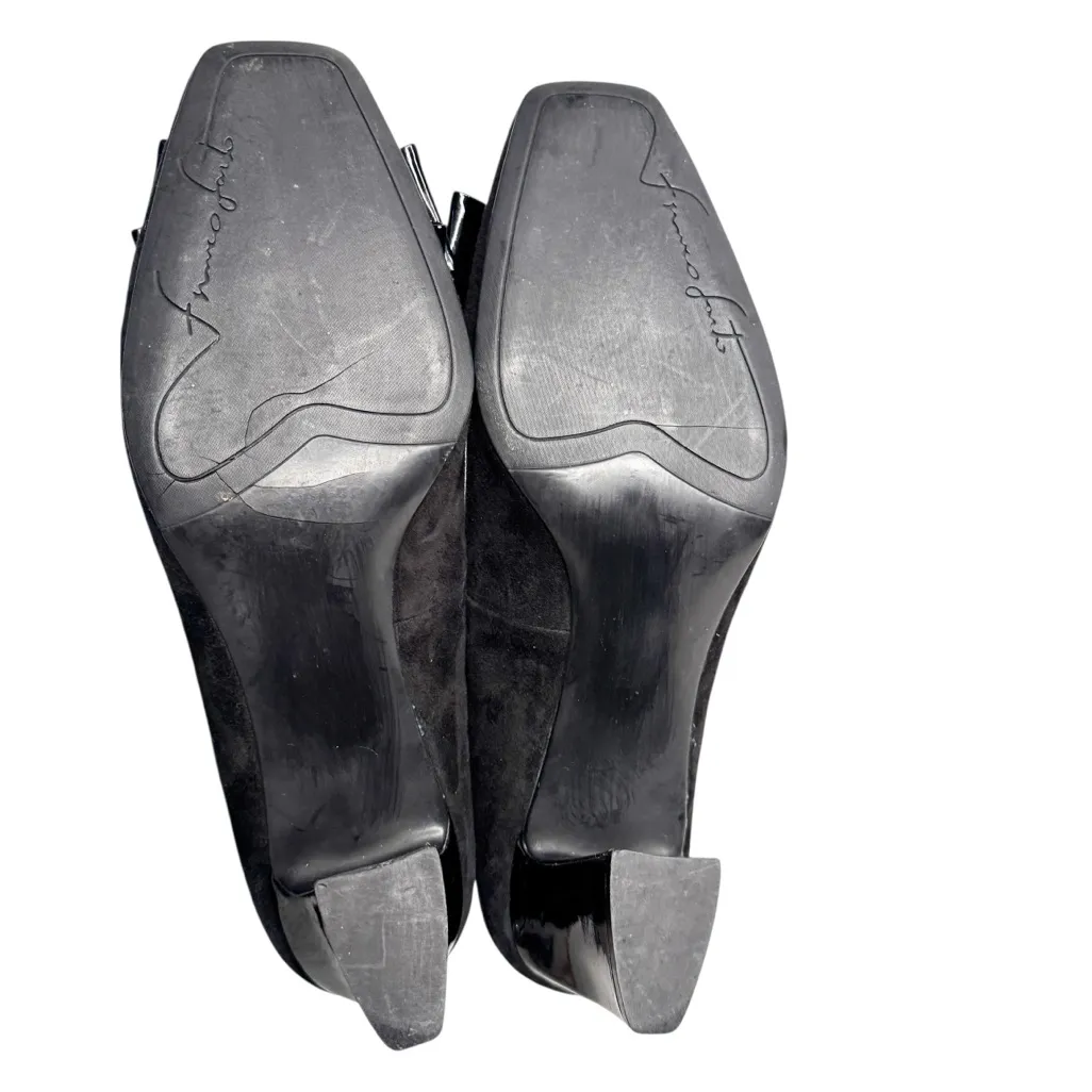 FRANCO SARTO BLOCK HEEL BOW DETAIL SUEDE BLACK HEELS SZ 10 - Image 7