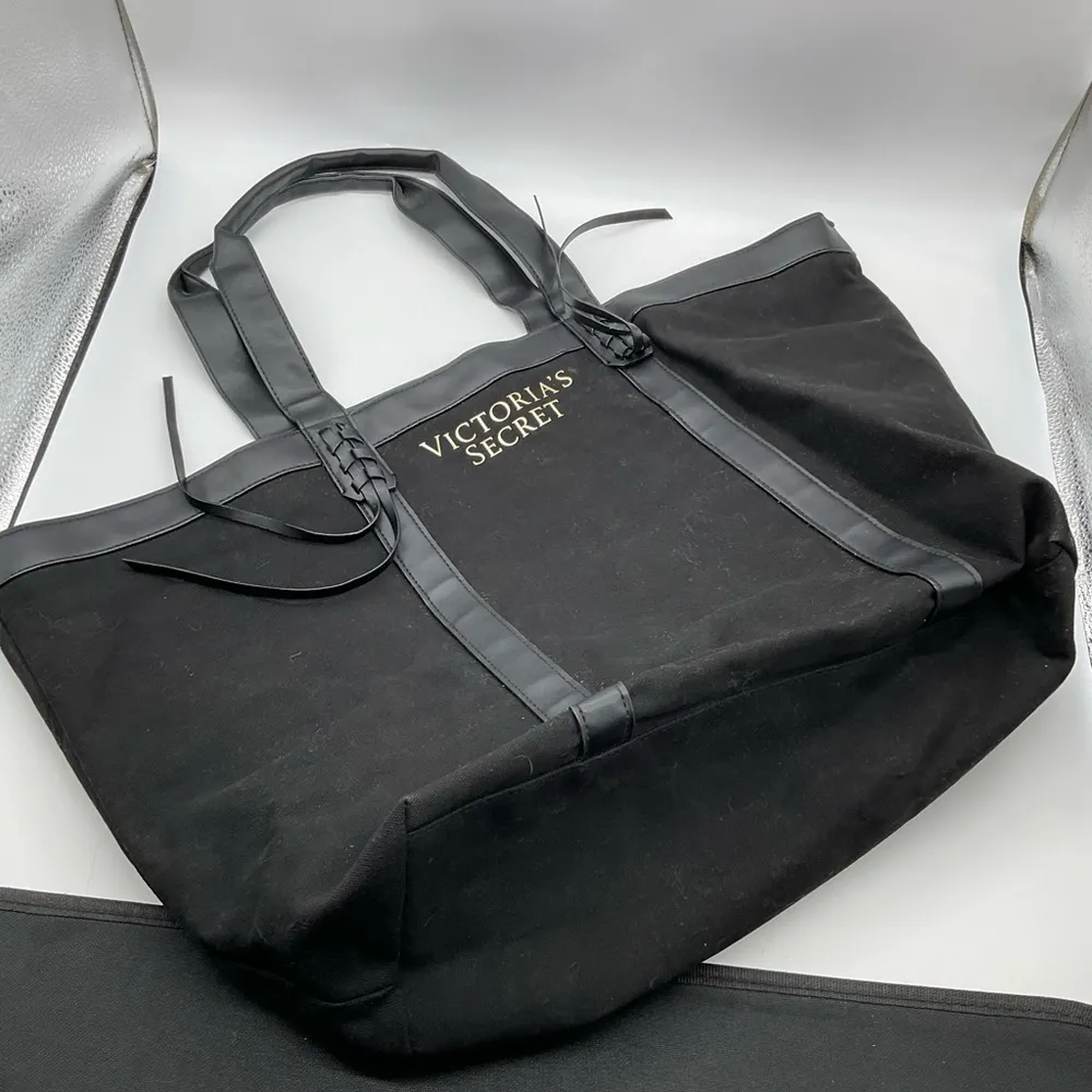 NWOT VICTORIAS SECRET BLACK COTTON TOTE - Image 4