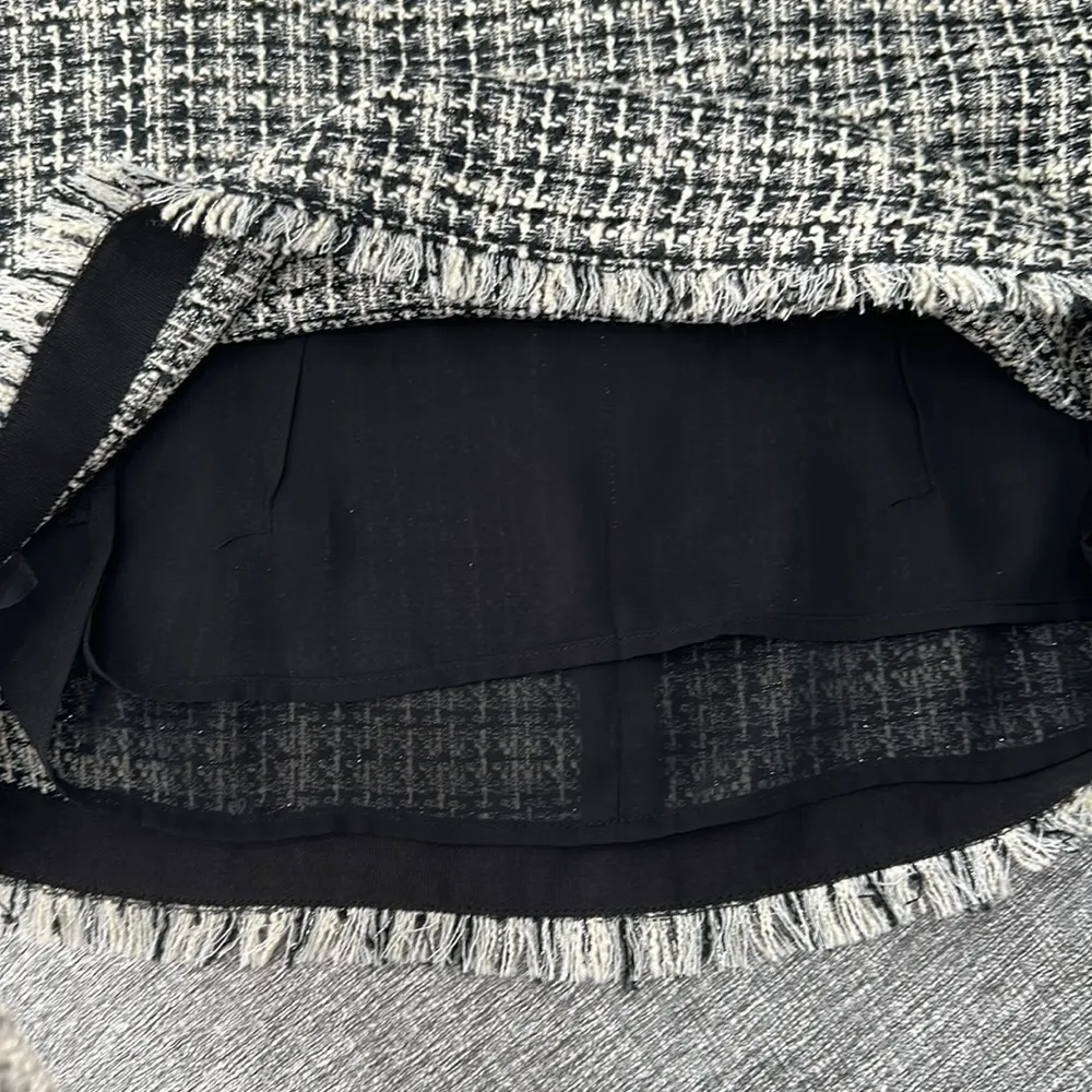 Ann Taylor Fringe Tweed Shell Sleeveless Black/White Top Sz 0 - Image 12