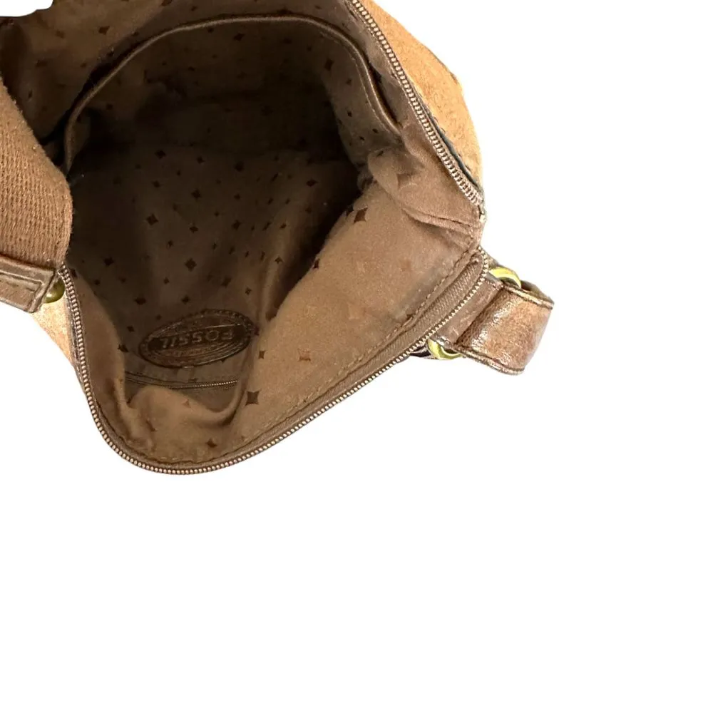 Fossil Vintage Classic Chocolate Brown Turnlock Leather Crossbody Purse - Image 3