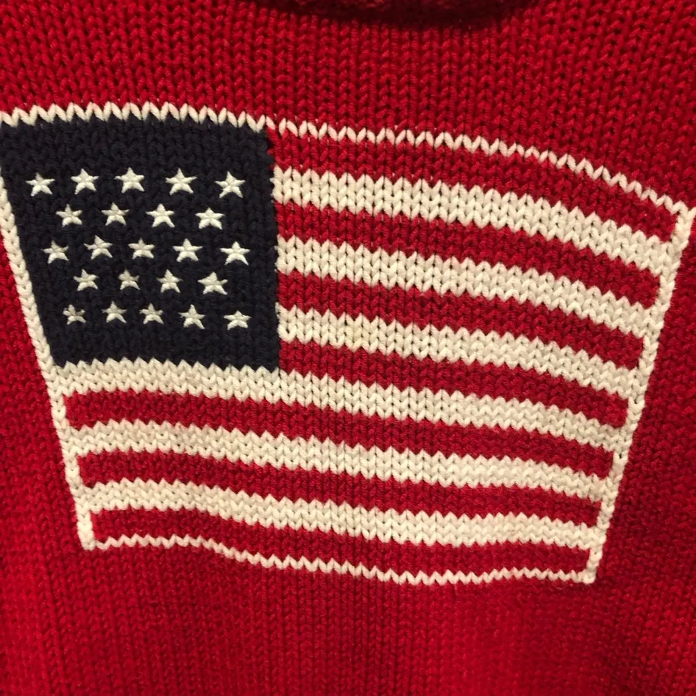 Vintage David brooks red American flag knitted sweater - Image 3