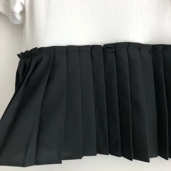 New  Pleated Peplum Knit Top Short Sleeve Color Block Hem Petite Small - Image 12